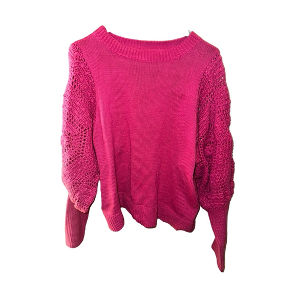 FATE Handknit Puff Sweater Pink Berry Large - Picture 5 of 10
